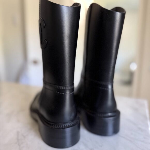 Chanel Black Short Boots | 2024 Interlocking CC Logo Moto Boots | Size 37.5 - Picture 3 of 4